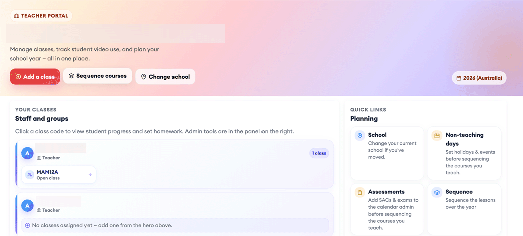 Teacher dashboard with class exam analytics