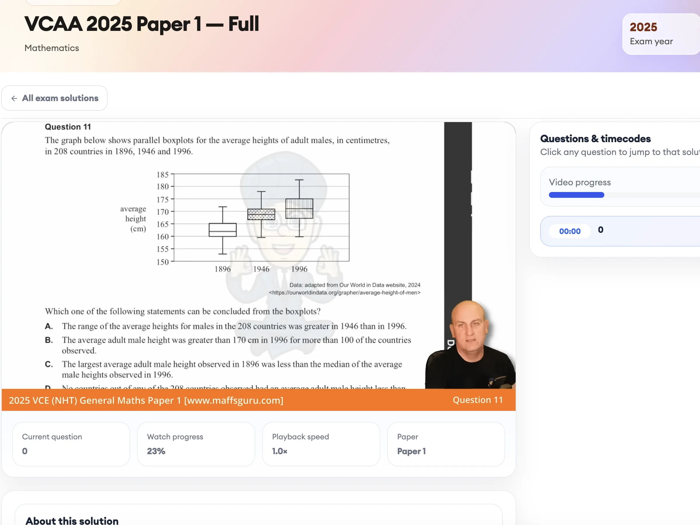 VCAA exam solution video with worked steps